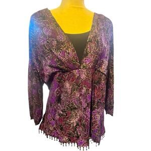 Y2K Velvet Burnout Slinky Fairy Grunge Whismigoth Babydoll Statement Top XL